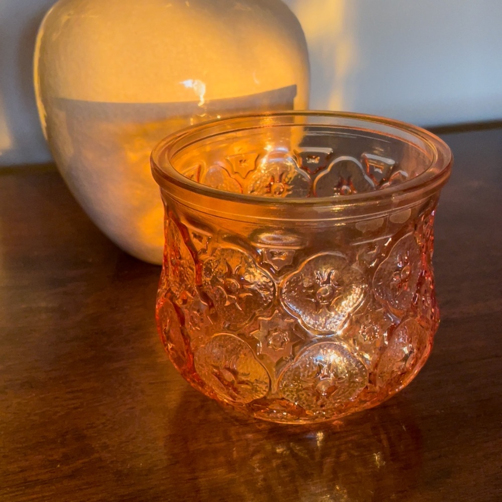 Amber textured pattern decorative jar flower vase or glass container
